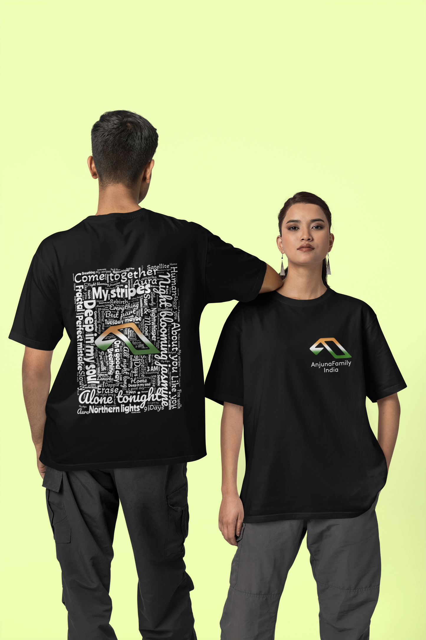 'Anjuna Family India Wordcloud' Unisex Cotton T-shirt