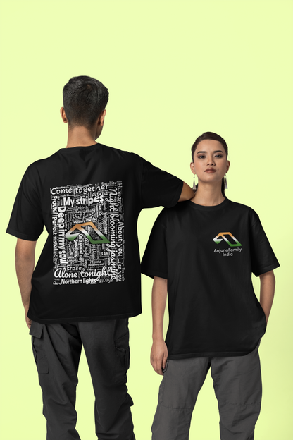 'Anjuna Family India Wordcloud' Unisex Cotton T-shirt